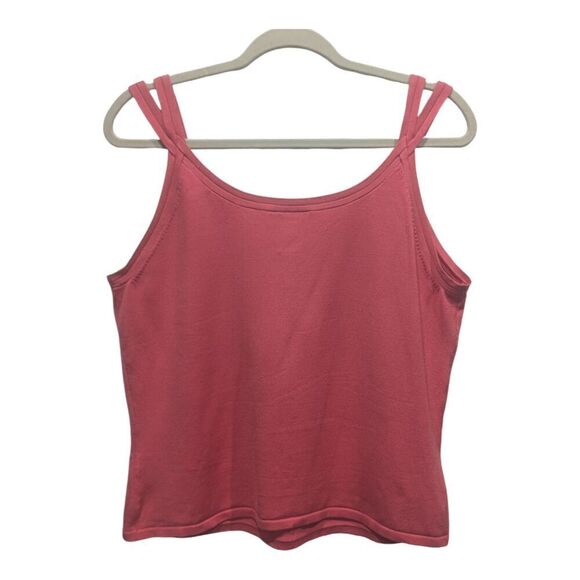 Vintage Talbots Coral Pink Stretch Silk Double Woven Strap Tank Top, LP - Picture 2 of 5